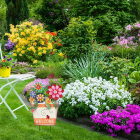 hogardeck hand-painted garden stake provides durable year-round display.