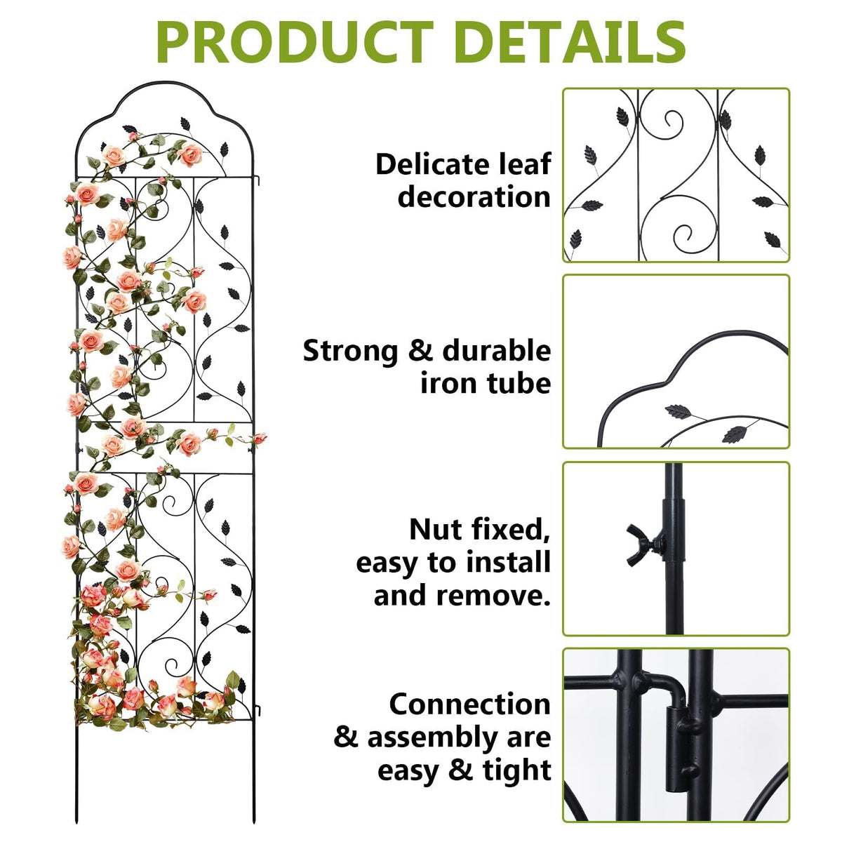 Hogardeck heavy-duty trellis demonstrates 84-inch height stability.