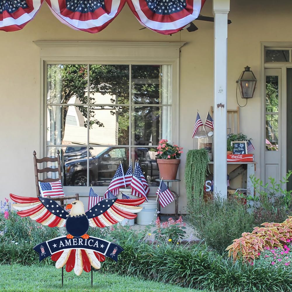 hogardeck memorial-day eagle stake transforms any lawn into a tribute