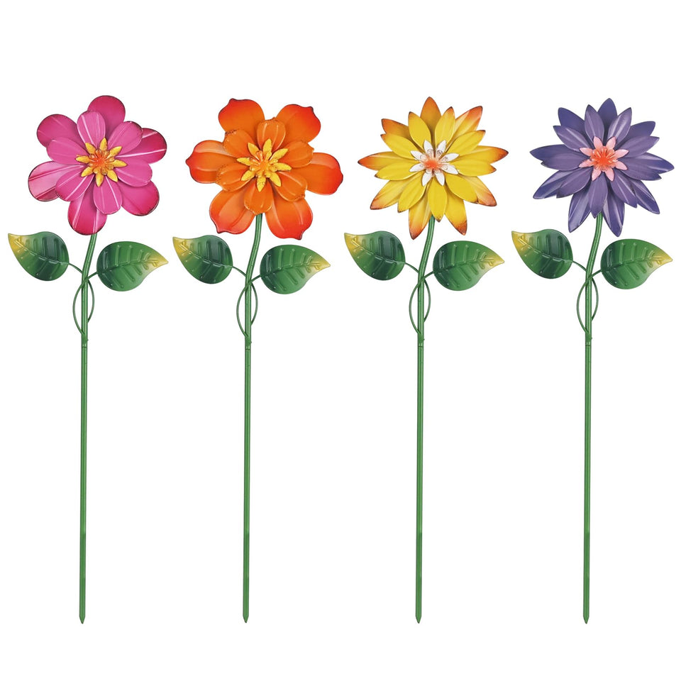 Hogardeck pink metal flower stake enhances garden color and curb appeal.
