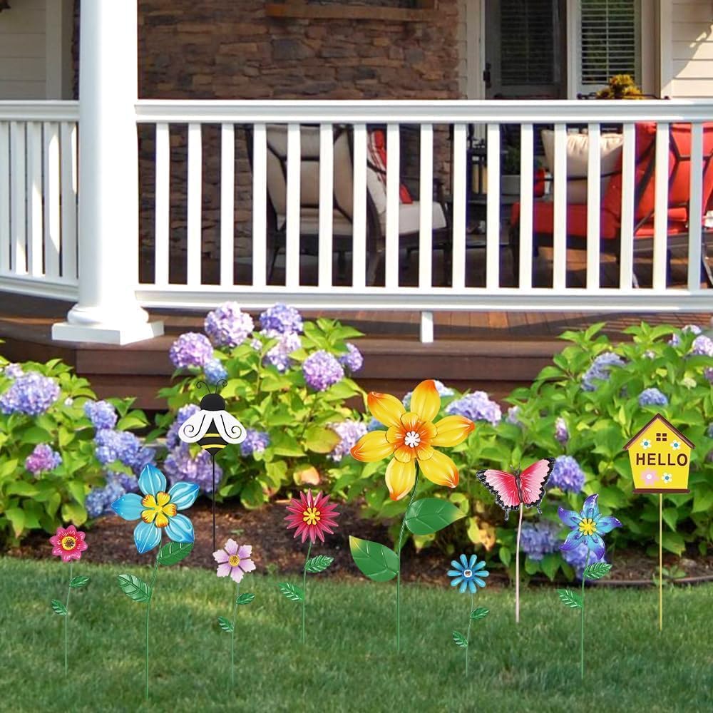 Hogardeck metal flowers garden stakes sway softly with the breeze.