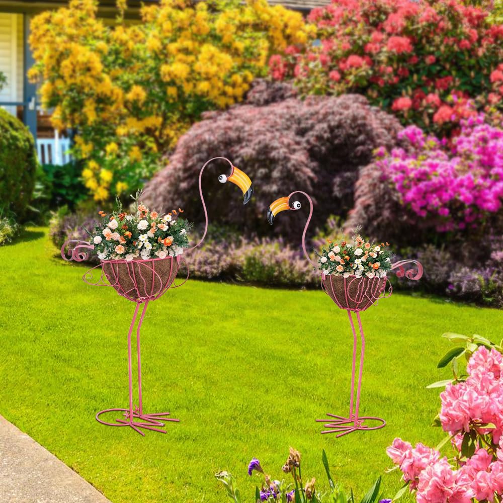 Hogardeck patio porch flamingo planter enhances garden aesthetic