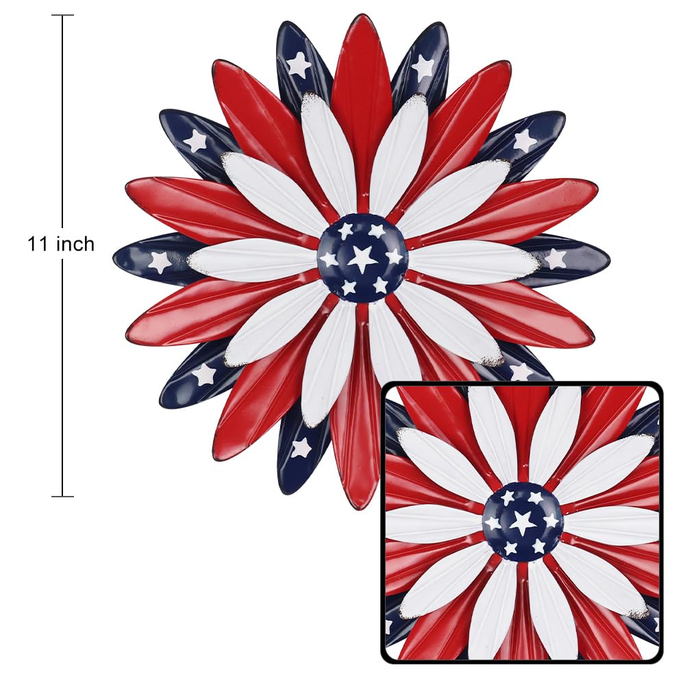 hogardeck patriotic garden decor metal flower for patio or fence