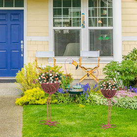 Hogardeck pink flamingo planter stand elevates blooms with sturdy height