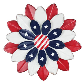 hogardeck red white blue metal flower wall art for 4th of july decor adds patriotic flair to wall