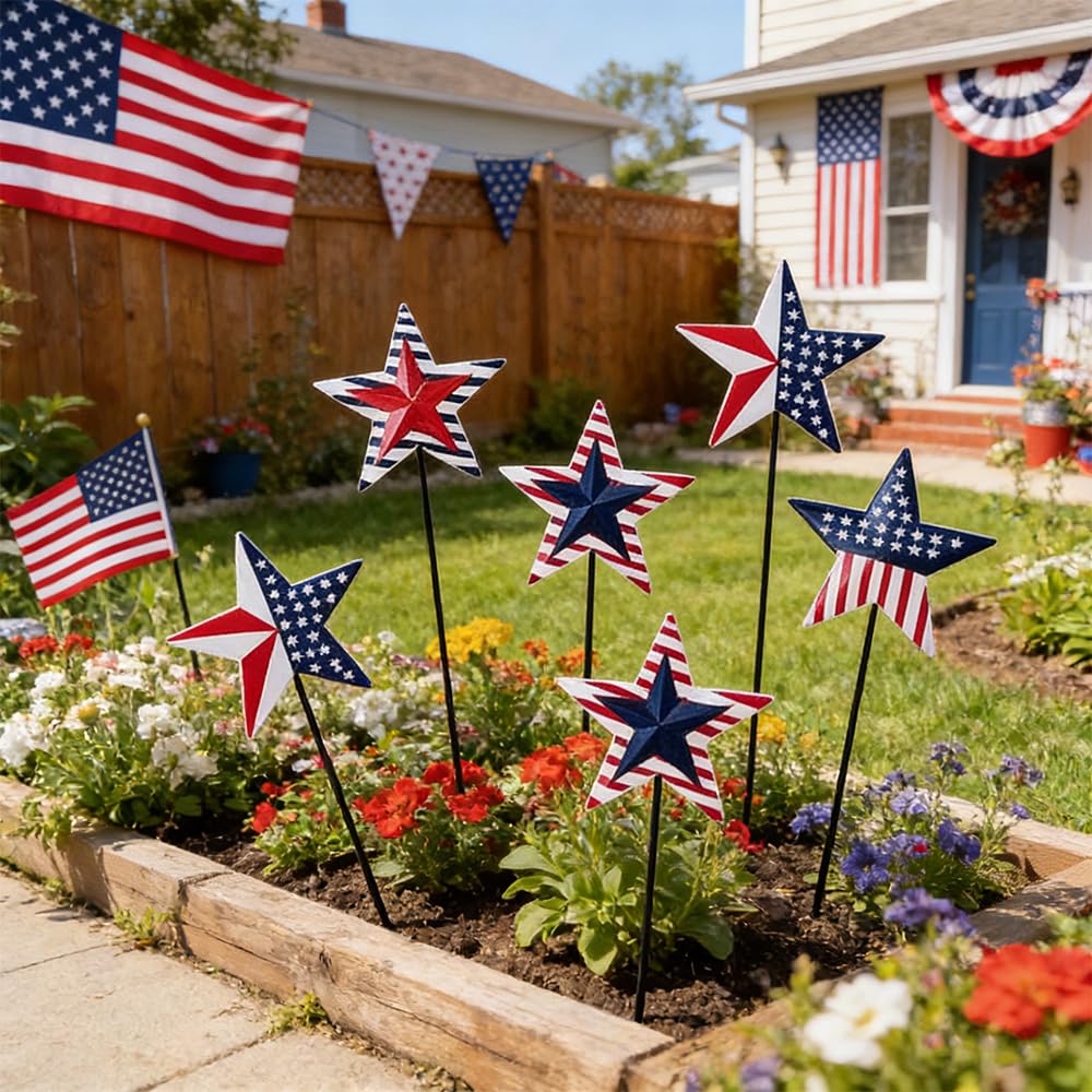 hogardeck reusable patriotic stake set for multiple celebrations