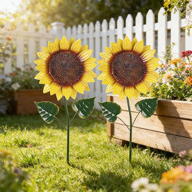 Hogardeck sunflower stake stands 22 inches tall as a bold focal point