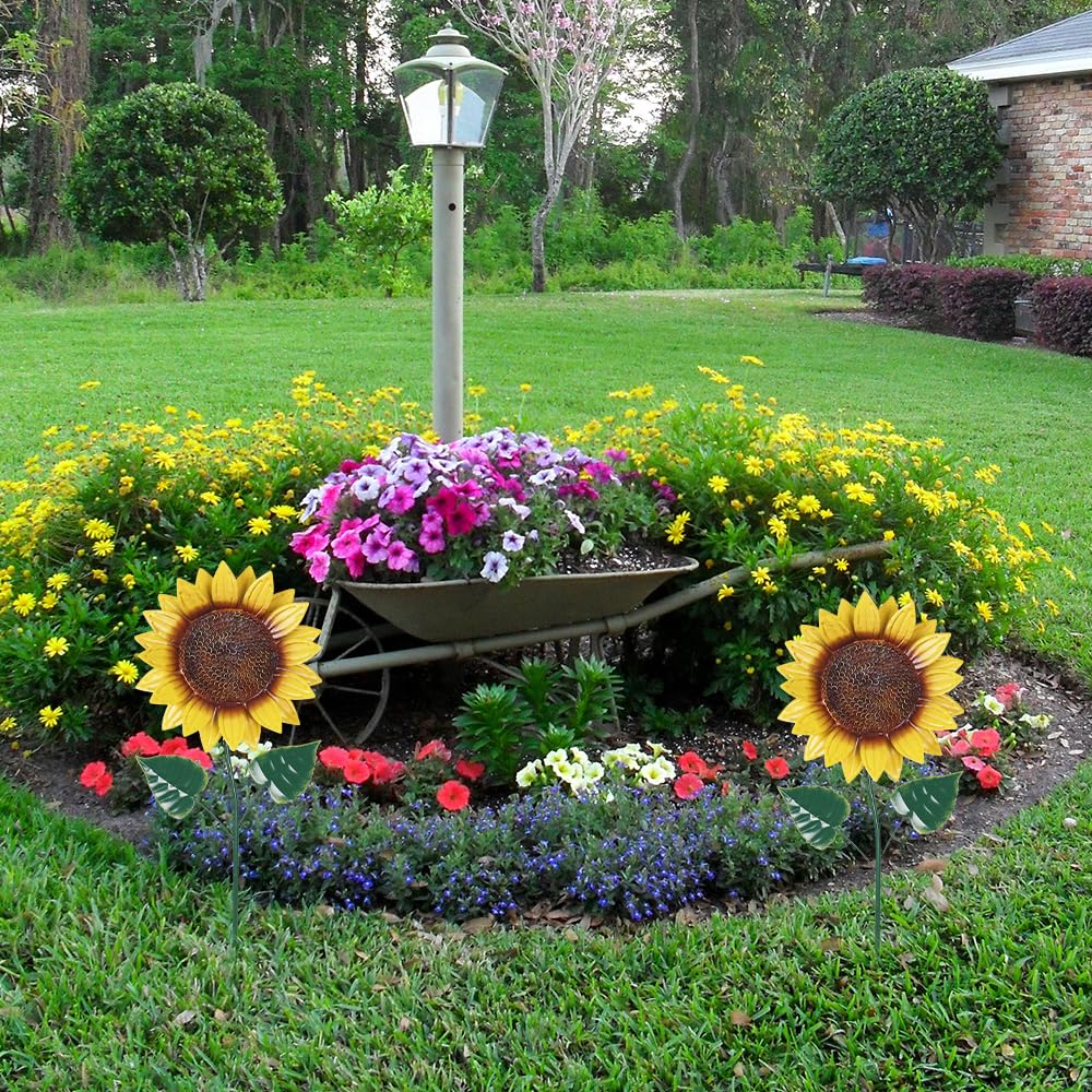 Hogardeck handcrafted iron sunflower stake showcases durable metal craftsmanship