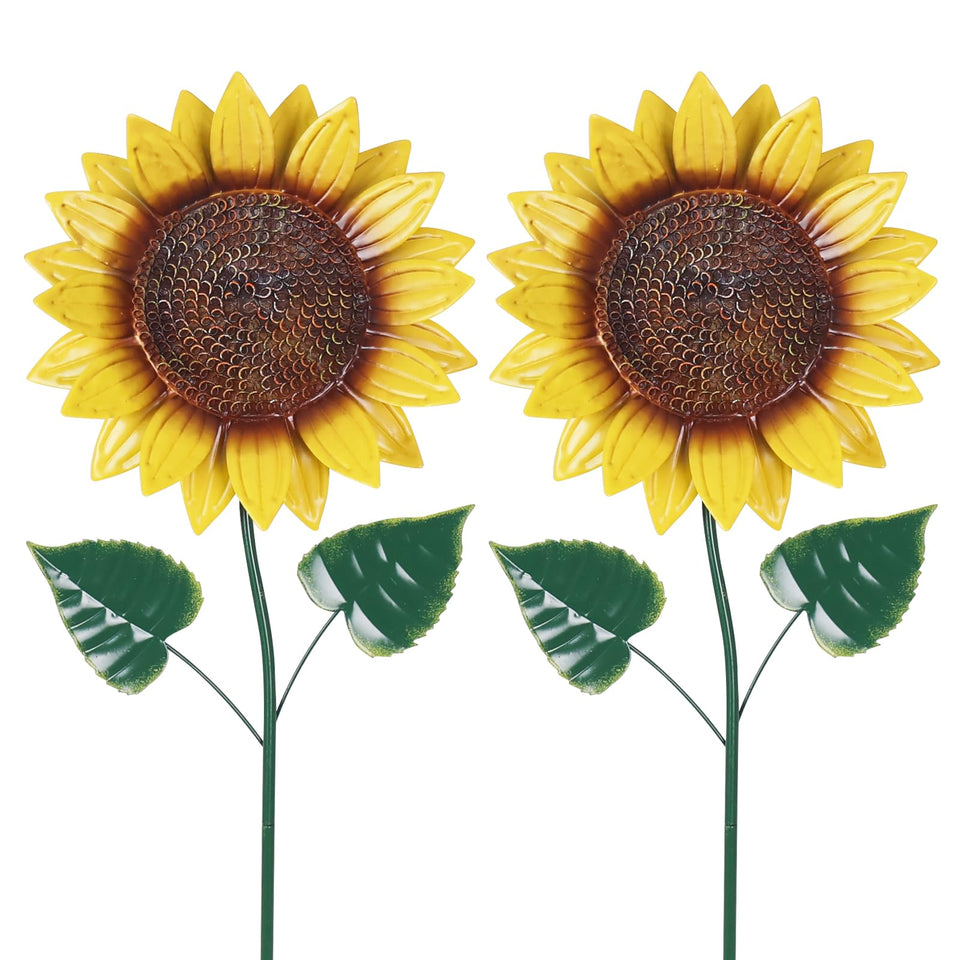 Hogardeck sunflower garden stake in wind motion enhances outdoor charm