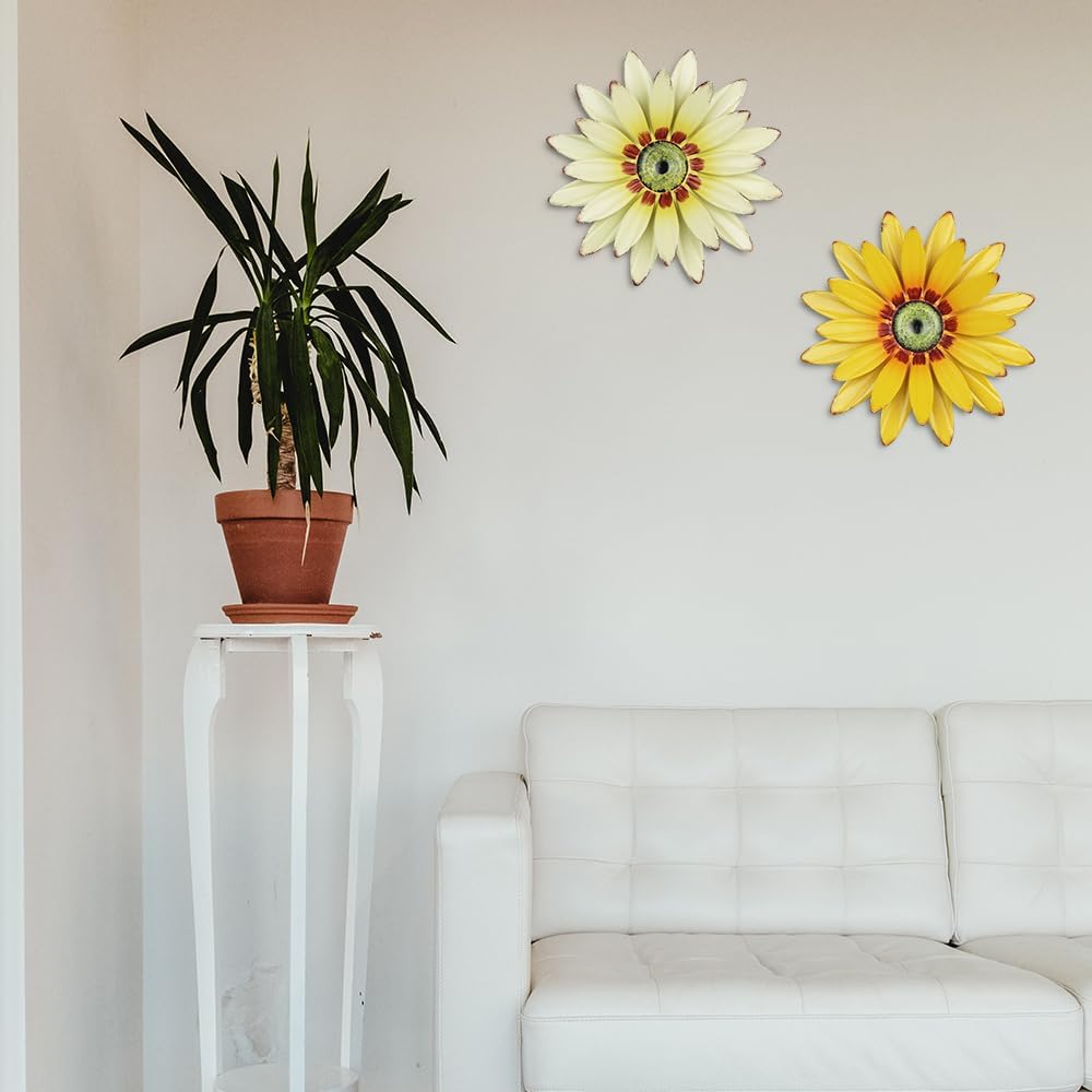 hogardeck sunflower wall decor 2-pack indoor outdoor versatility for porches and walls.