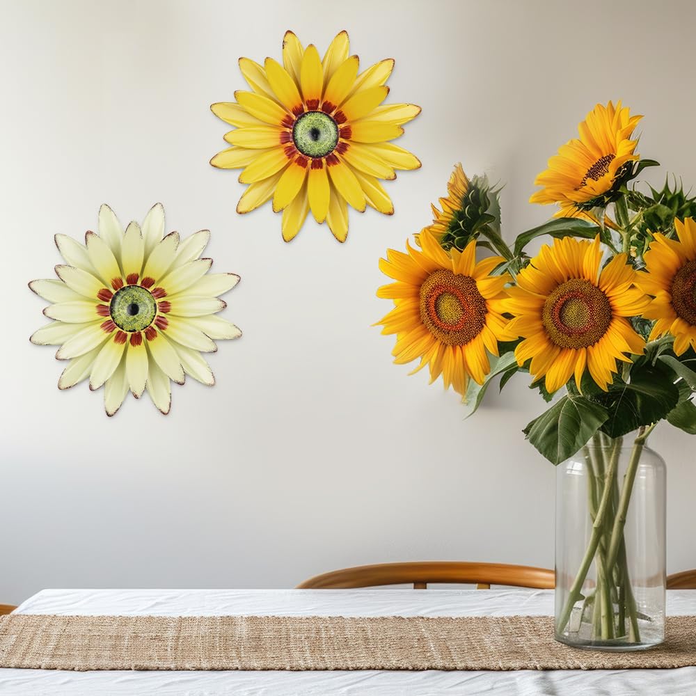 hogardeck sunflower wall decor 2-pack ready to hang with back keyhole.
