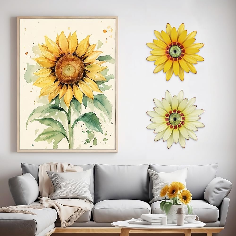 hogardeck sunflower wall decor 2-pack textured depth emphasizes wall texture.