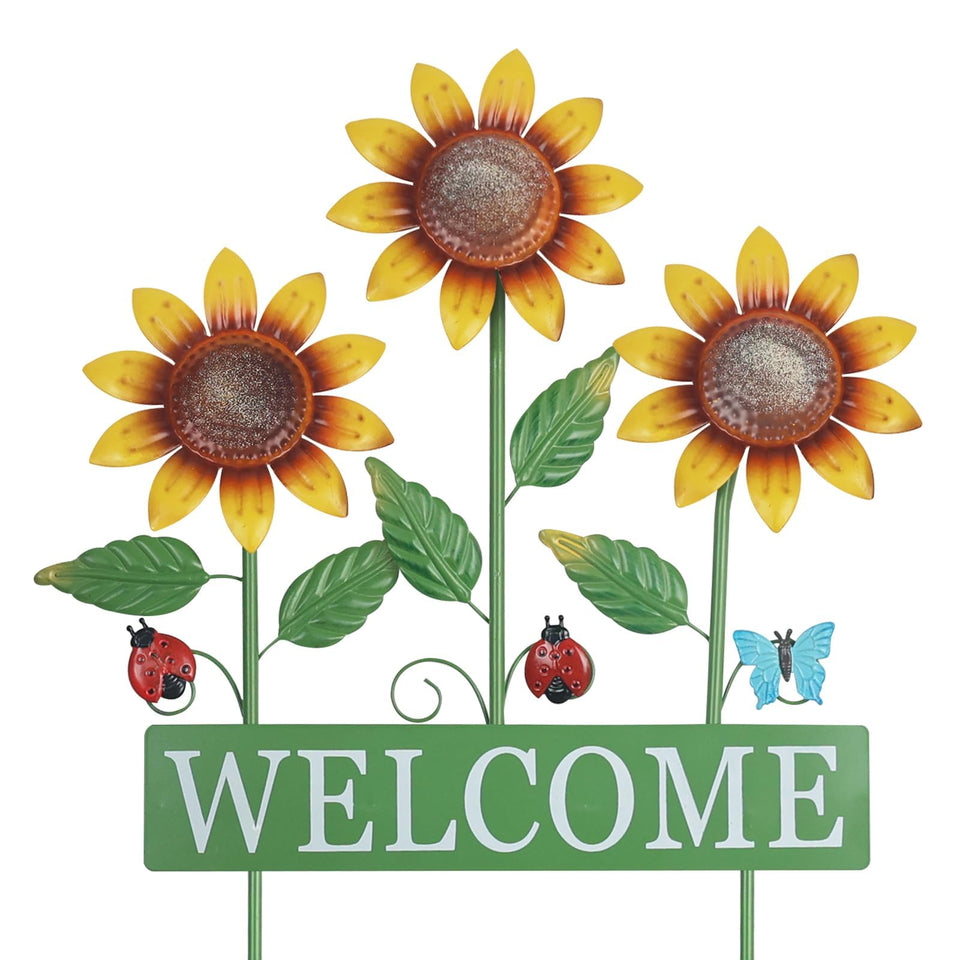 hogardeck sunflowers-butterflies garden stake adds cheerful curb appeal for outdoor spaces.