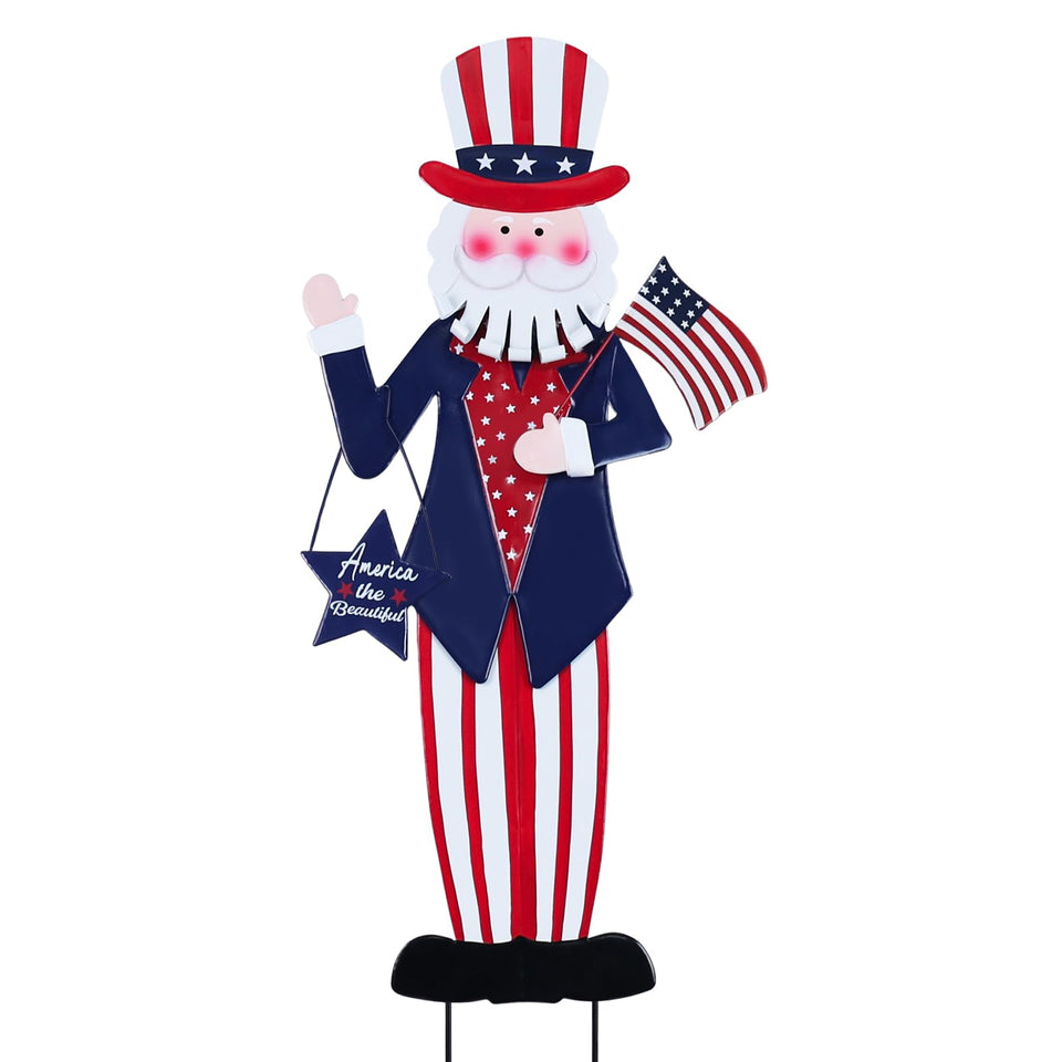 hogardeck Uncle Sam patriotic garden stake for outdoor display and flair