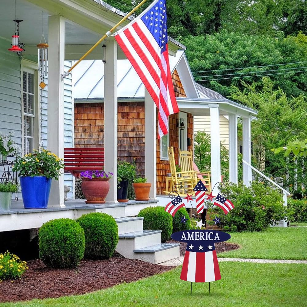 hogardeck vibrant usa colors hat stake adds festive curb appeal.