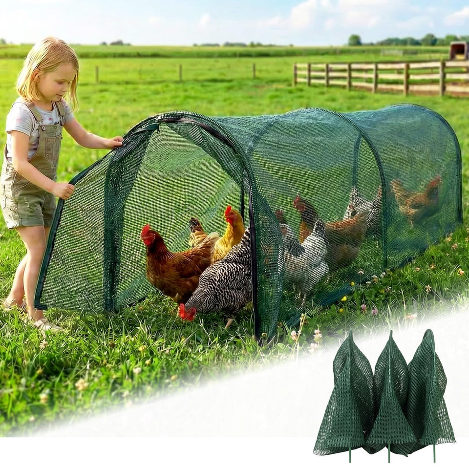 Hogarjal chicken run 79-inch tunnel offers a sturdy foldable enclosure for free-ranging birds