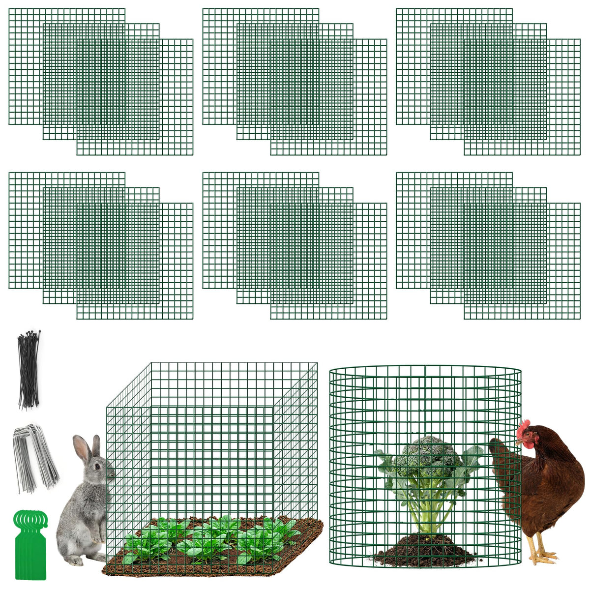 Hogarjal plant protectors square mesh panel assembly protects vegetables with customizable cages.