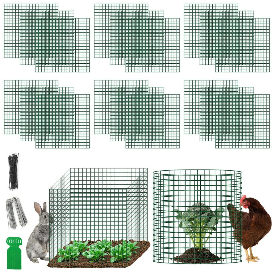 Hogarjal plant protectors square mesh panel assembly protects vegetables with customizable cages.