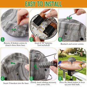 Hohean easy installation fits most bird baths with simple setup.