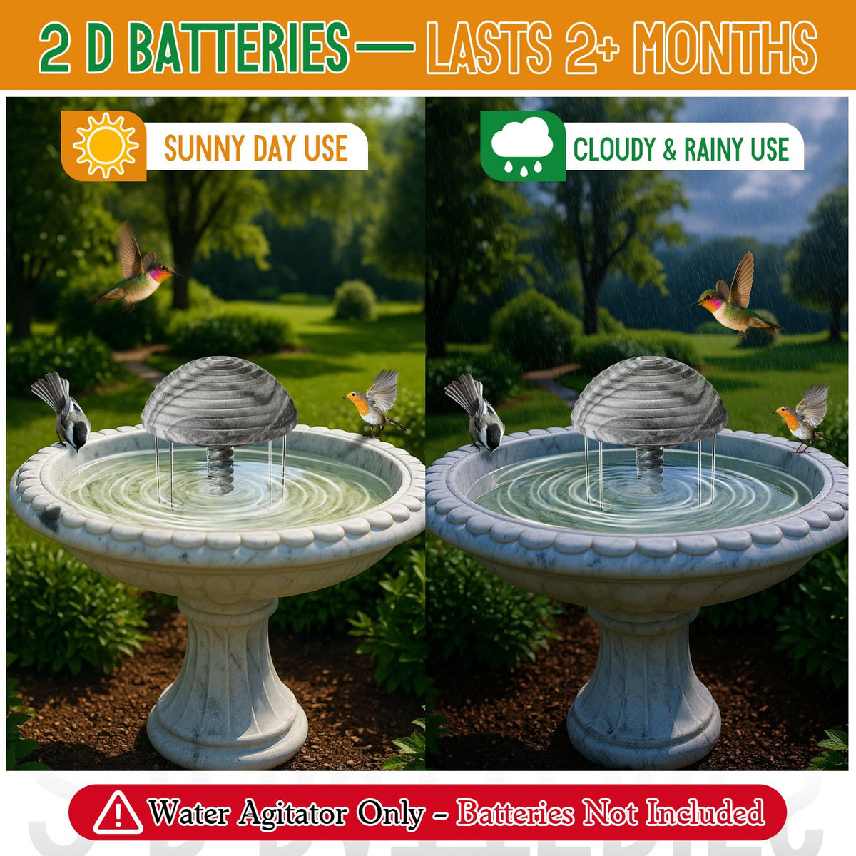 Hohean waterproof design protects the agitator in rain and splashes.