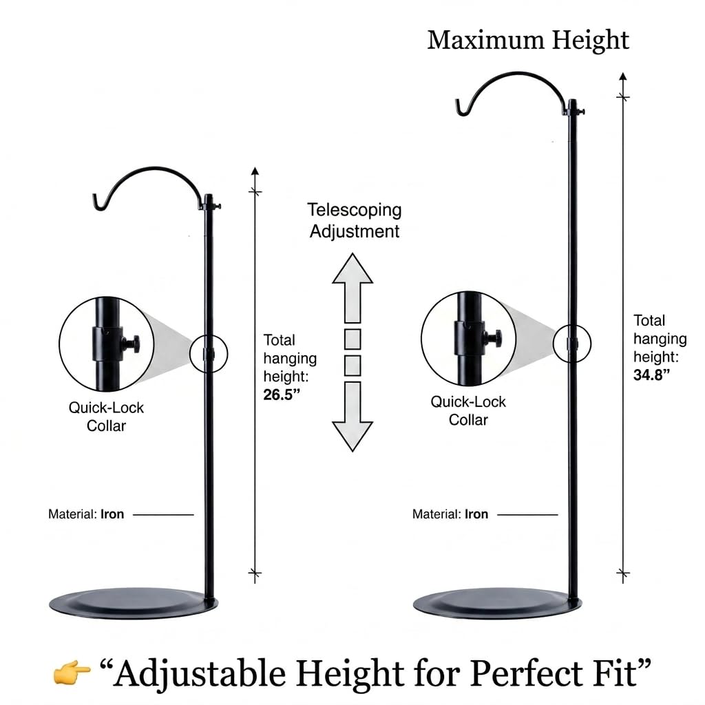 HOHIYA heavy-duty metal stand base supports wind chimes and lanterns with stability.