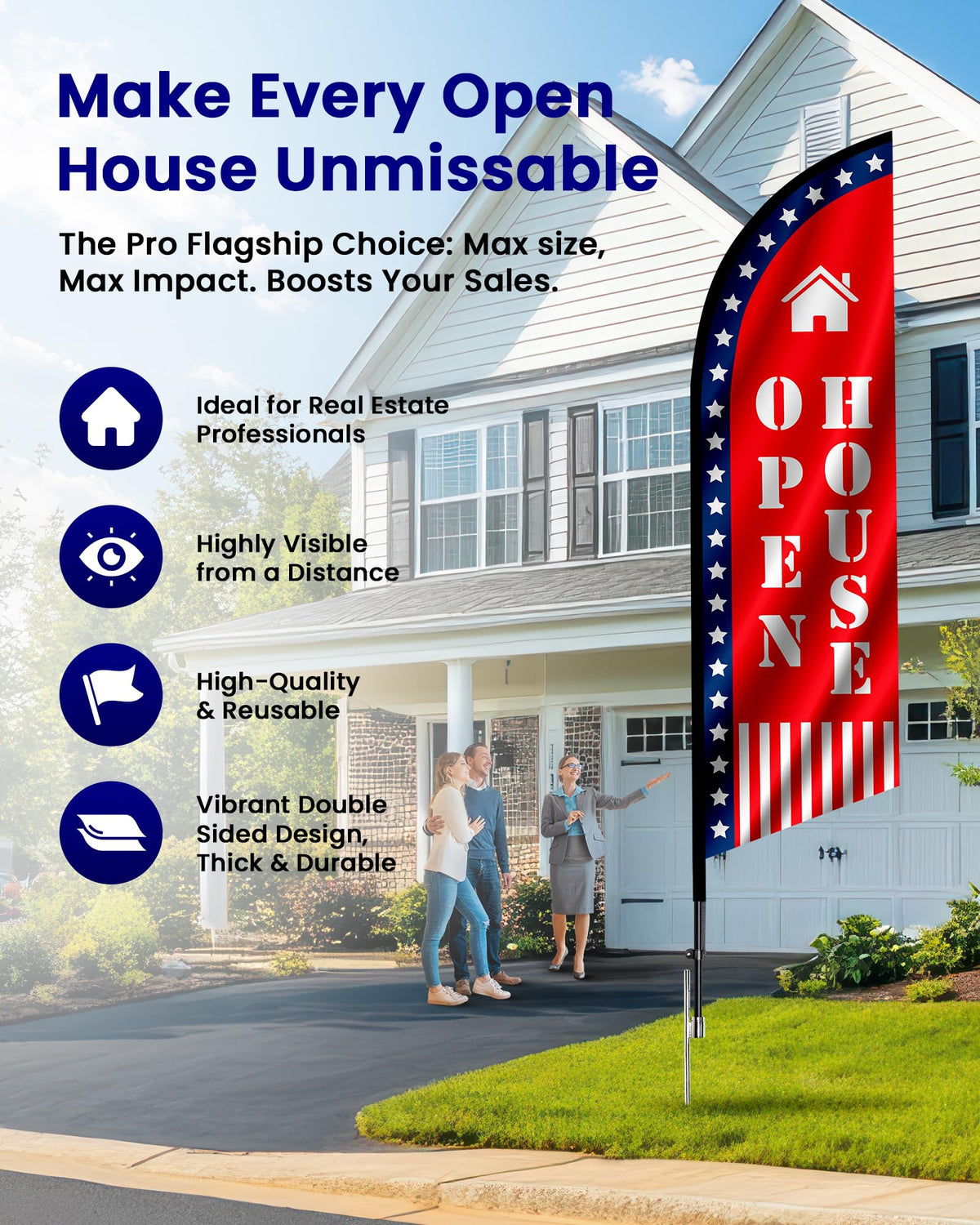 HoHpHq double-sided flag improves open house visibility from both directions