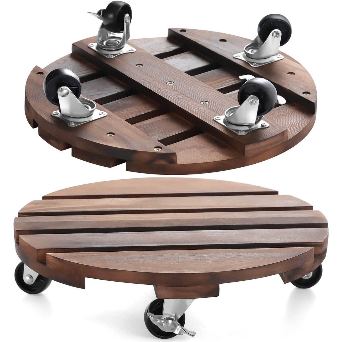 HOHY 12-inch plant caddy with rolling base for easy pot movement