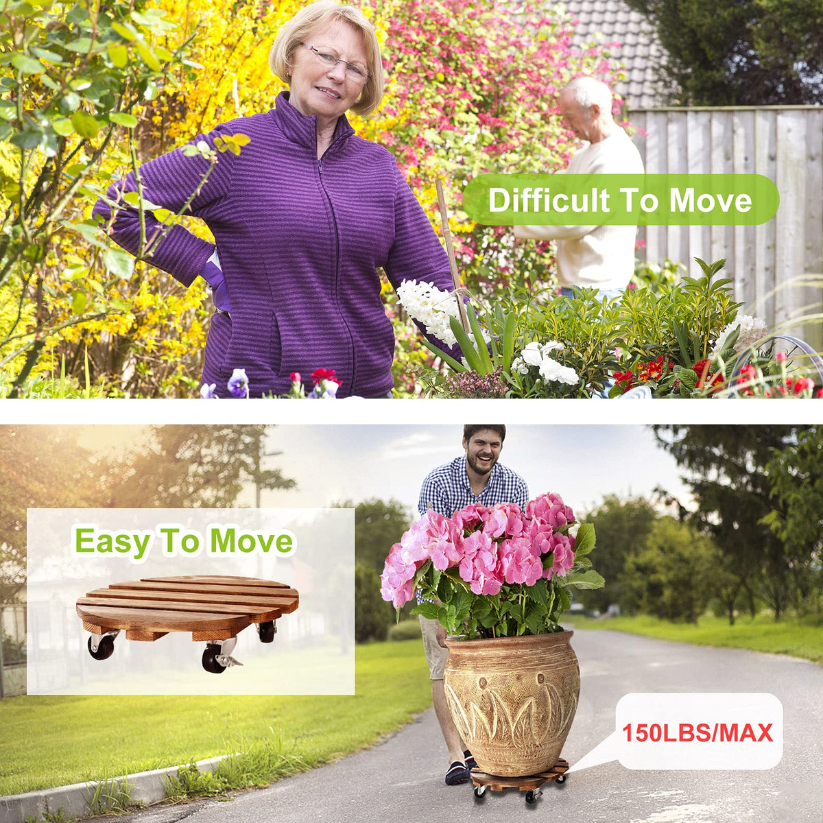 HOHY 360-degree lockable wheels keep pots secure in any direction
