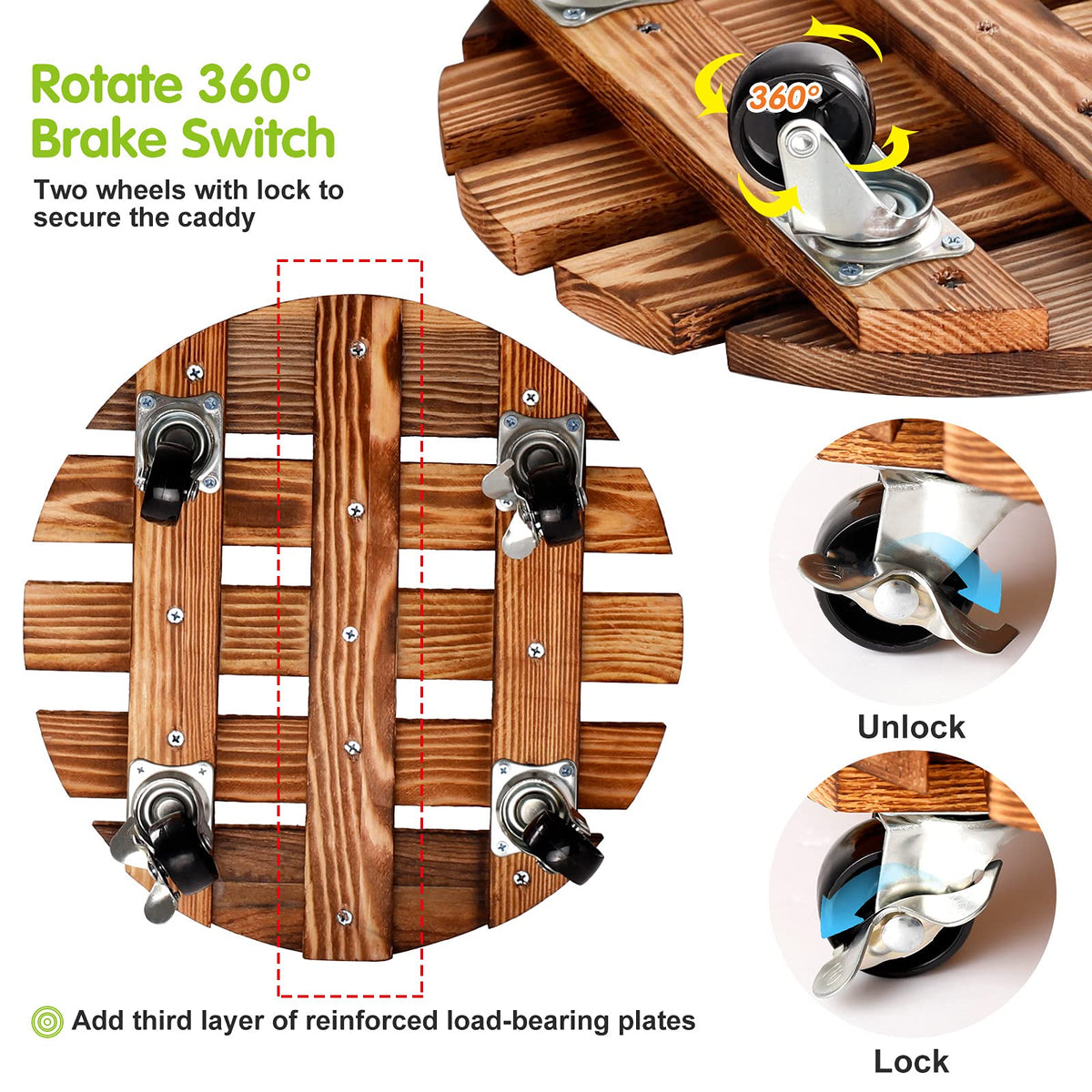 HOHY indoor-outdoor plant roller for versatile patio and garden use