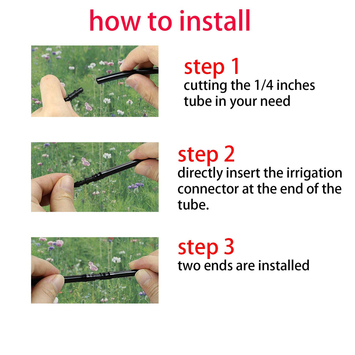 HOINCO tubing-connection-assembly demonstrates a simple straight-through joint for efficient watering
