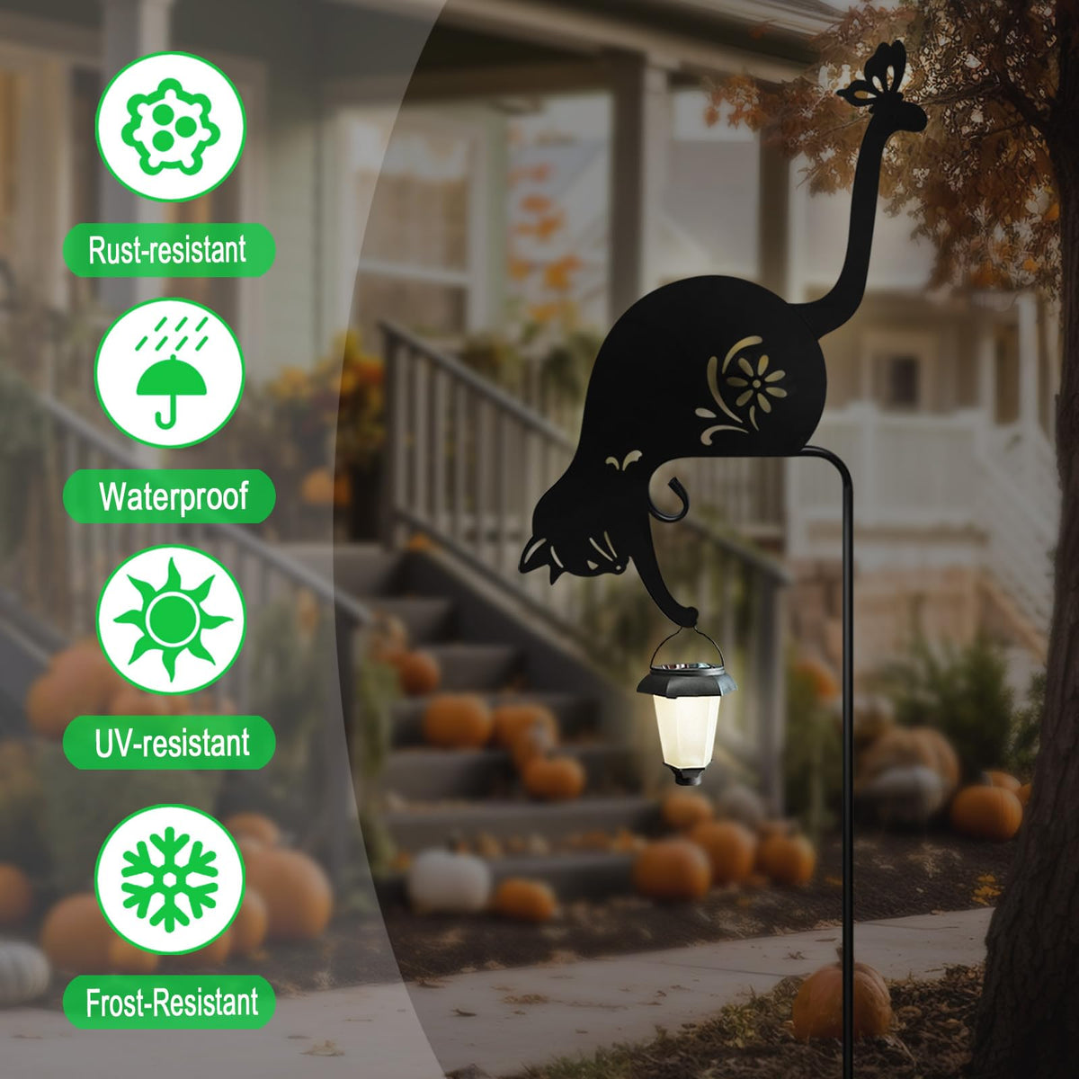 Hokfirm 51-inch cat lantern stake elevates garden decor with glow