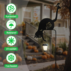 Hokfirm 51-inch cat lantern stake elevates garden decor with glow