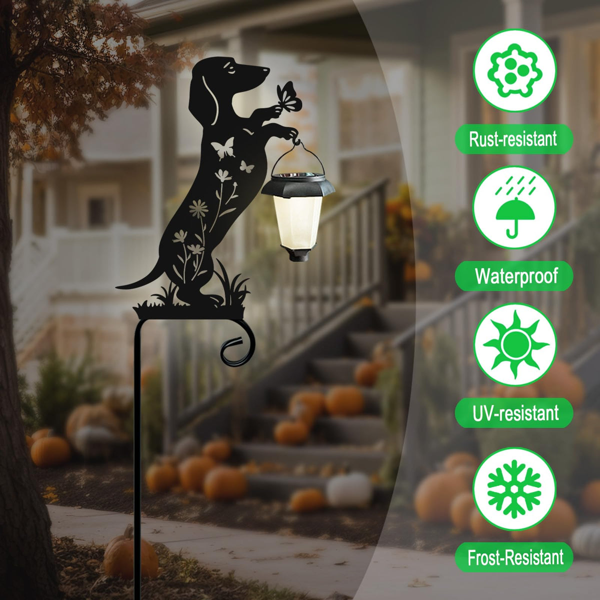 Hokfirm Dachshund outdoor statue withstands weather for durable garden lighting