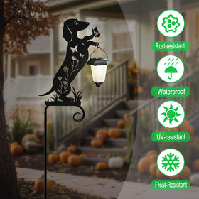 Hokfirm Dachshund outdoor statue withstands weather for durable garden lighting