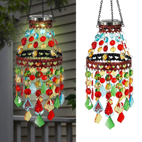 Hokfirm hanging solar lanterns illuminate outdoor space with elegant style at dusk