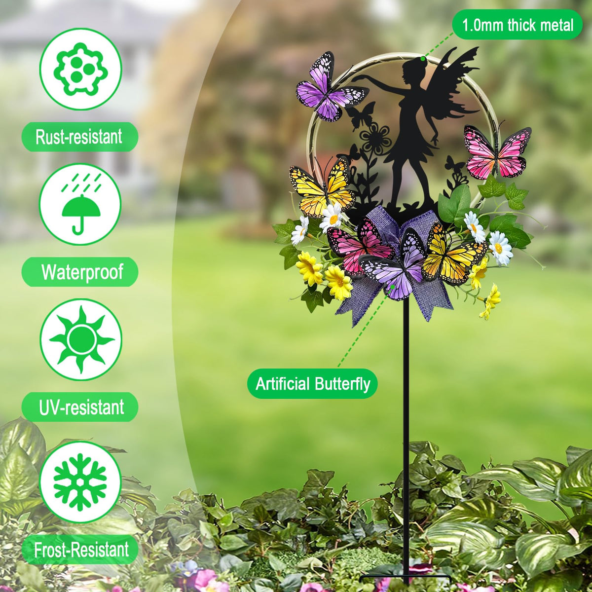 Hokfirm solar-powered fairy stake casts warm glow along paths for cozy outdoor evenings.