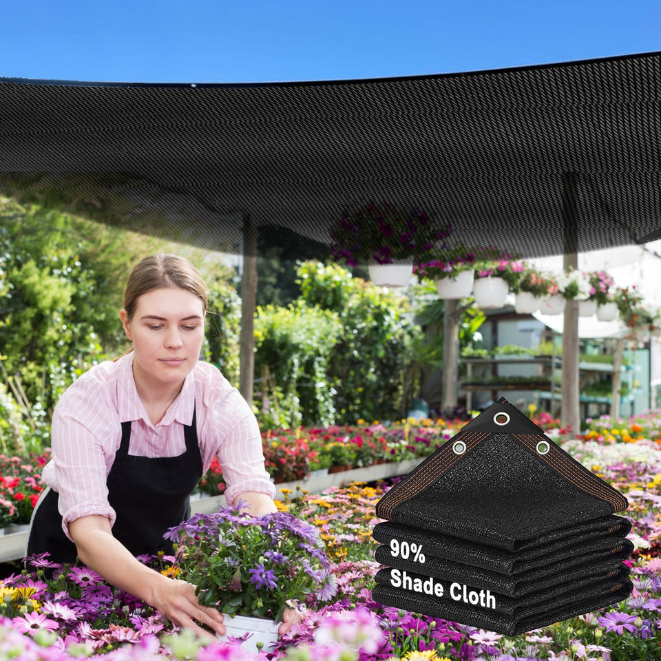 HOLAA 90% shade cloth 3x6ft blocks UV while keeping visibility for garden spaces.