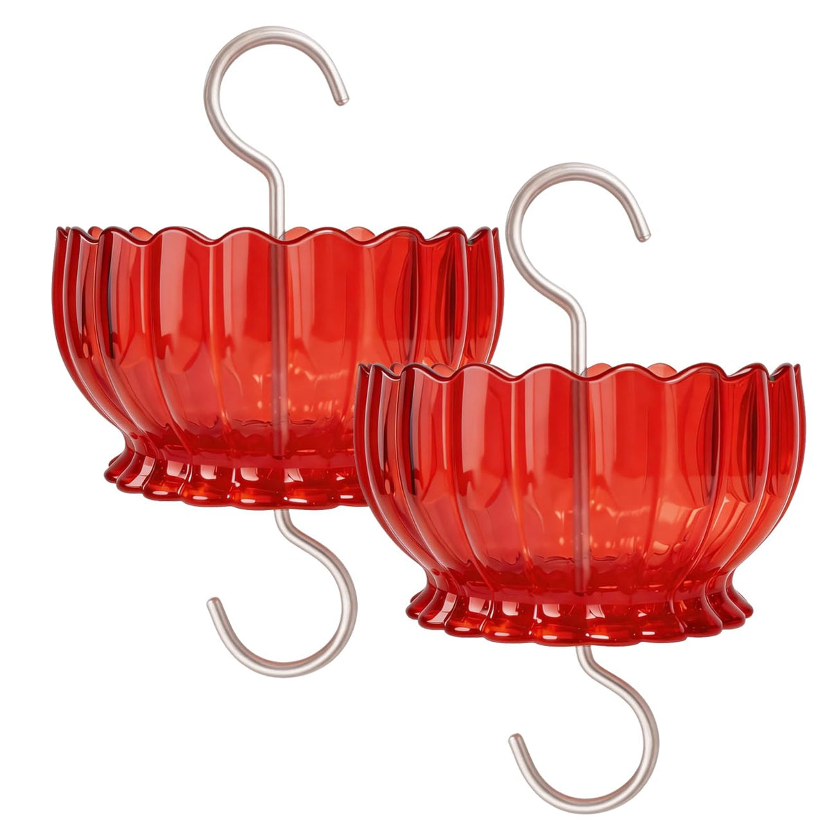 HOLAHOMA ant moat 2-pack with red daisy design protects hummingbird feeders.