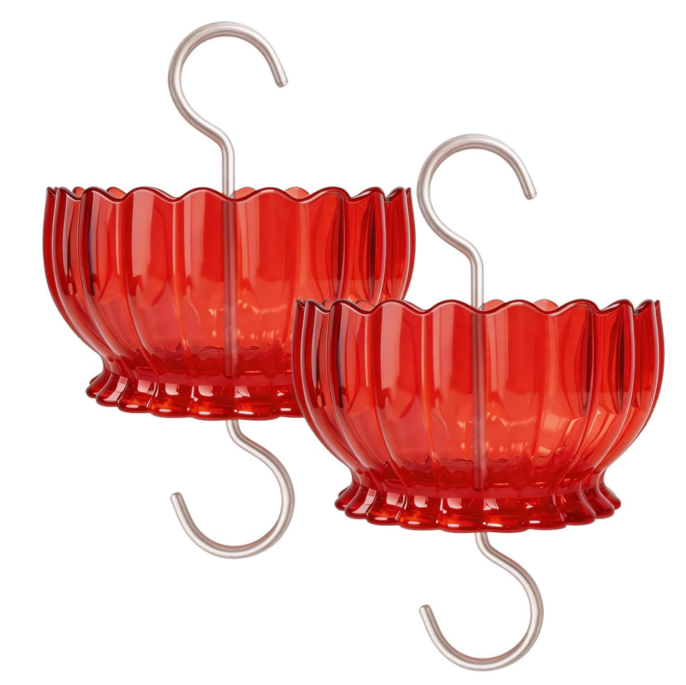 HOLAHOMA ant moat 2-pack with red daisy design protects hummingbird feeders.