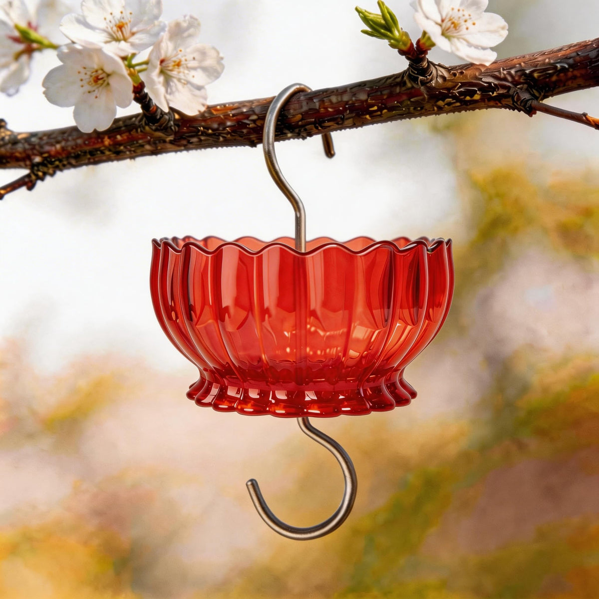 HOLAHOMA ant moat red daisy design attracts hummingbirds to your feeder.