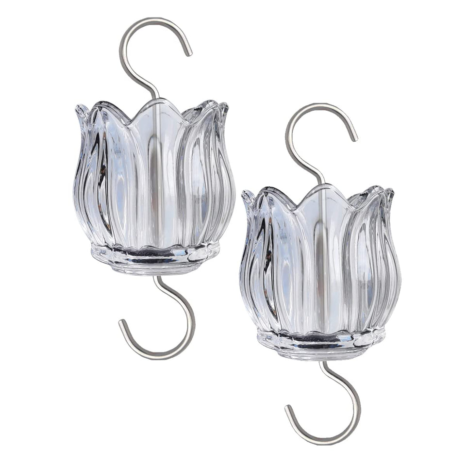 HOLAHOMA glass ant moat with tulip design protects nectar from ants.