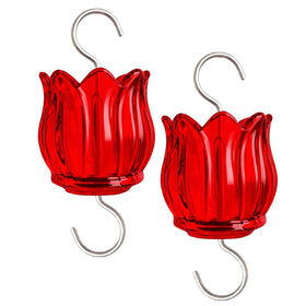 HOLAHOMA glass ant moat tulip 3oz pair overview protects nectar and adds garden style.