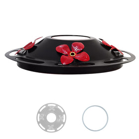 HOLAHOMA metal base cover with red flowers attracts hummingbirds