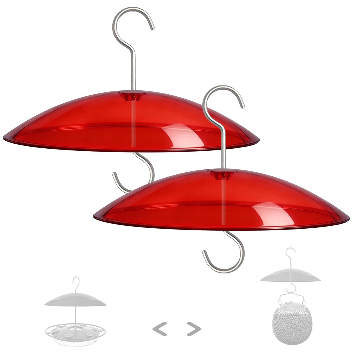 HOLAHOMA mini weather guard red dome 8in closeup shielding feeder from rain