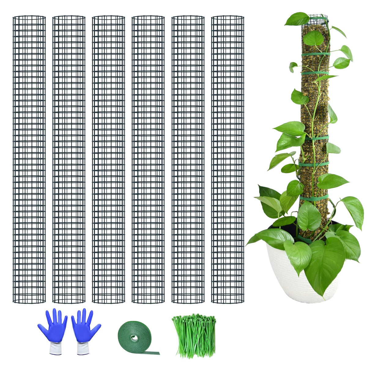 HOLANHING 40-inch stackable moss pole assembly for sturdy plant support.