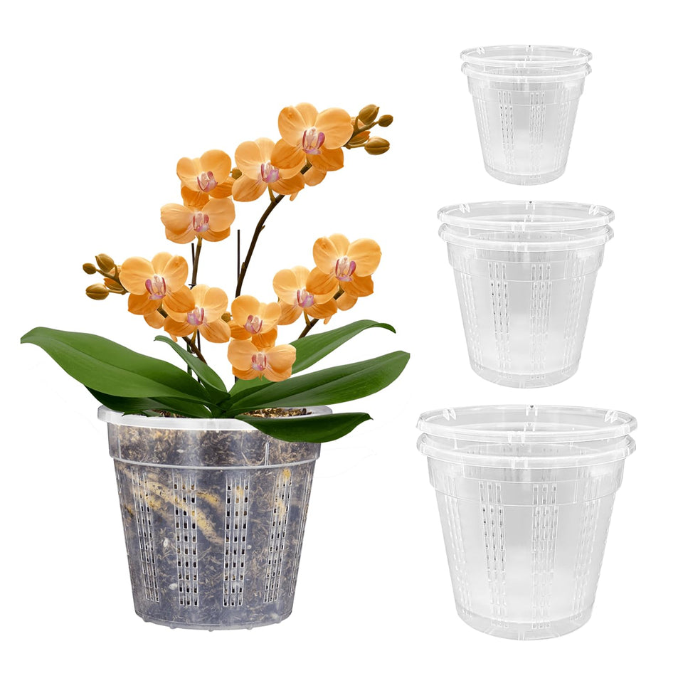 HOLANHING orchid pot 4.3-inch with clear sides for root observation