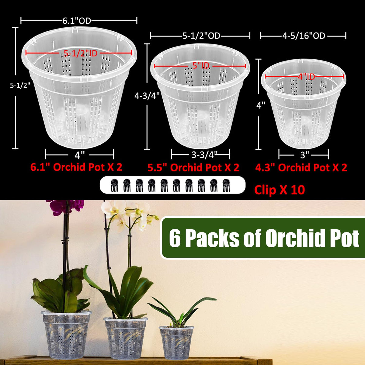 HOLANHING orchid pot with clear sides for root visibility