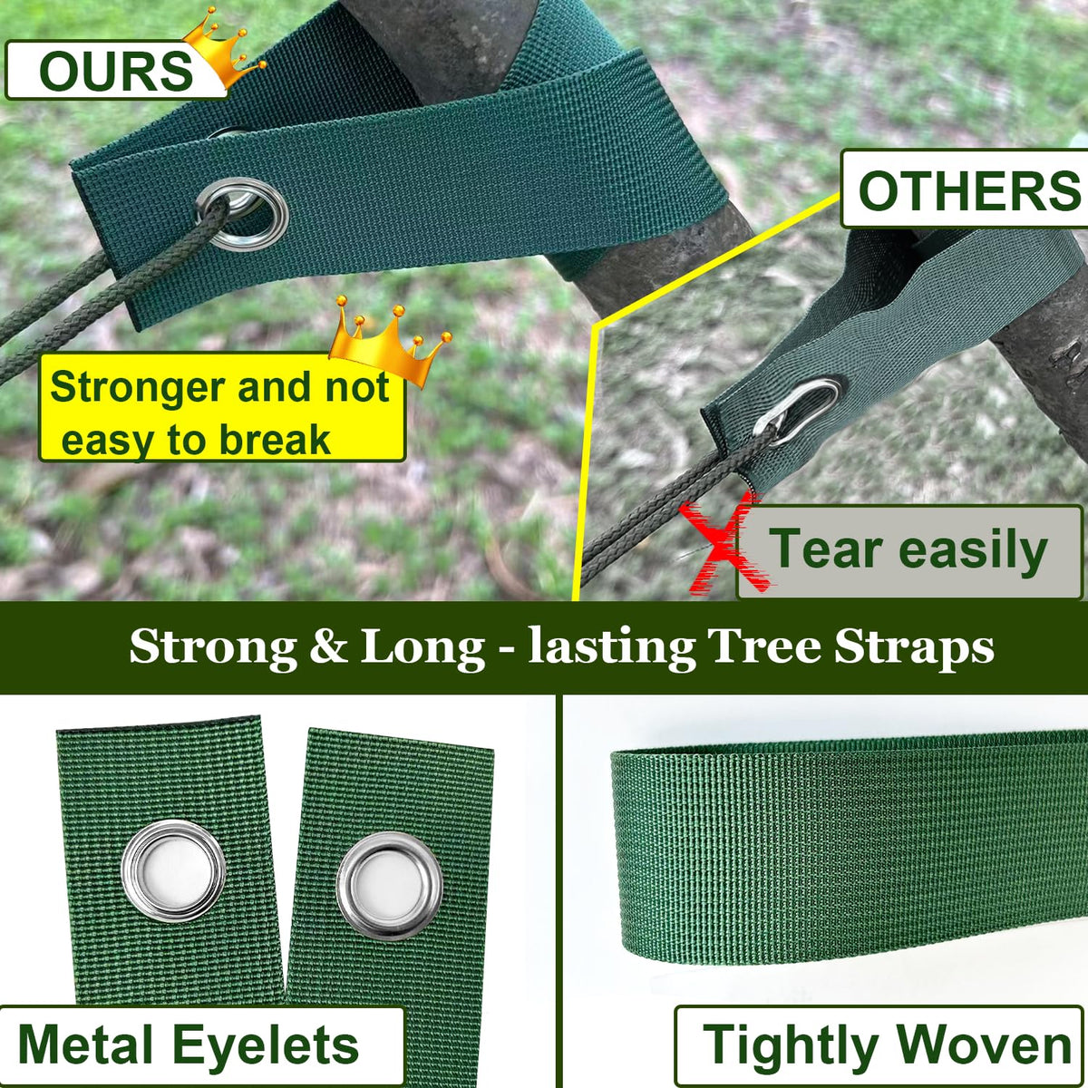 HOLANHING rope 13ft high-density nylon supports quick adjustable securing for long-lasting outdoor use