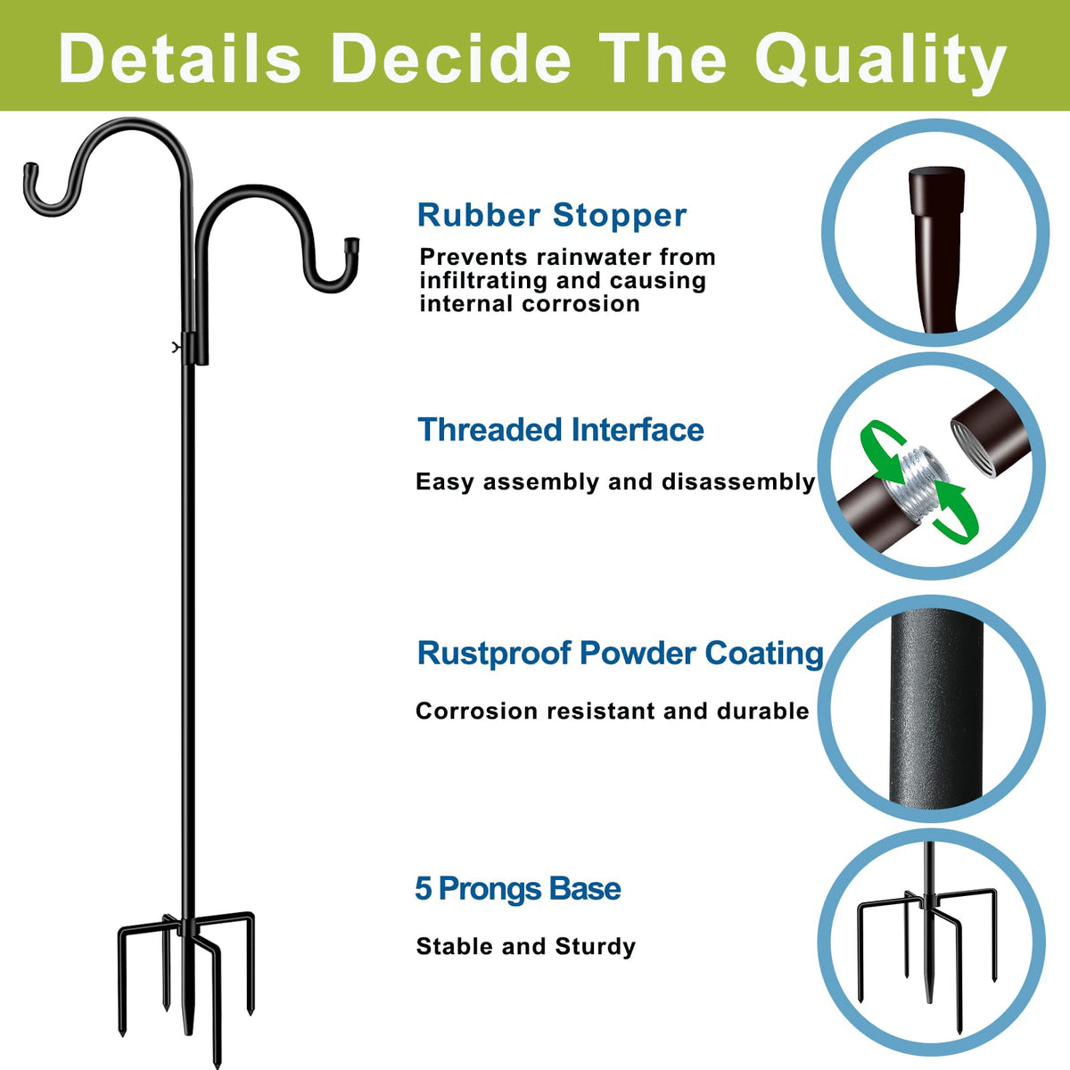 HoLarXuQ 5-prong base boosts ground stability.