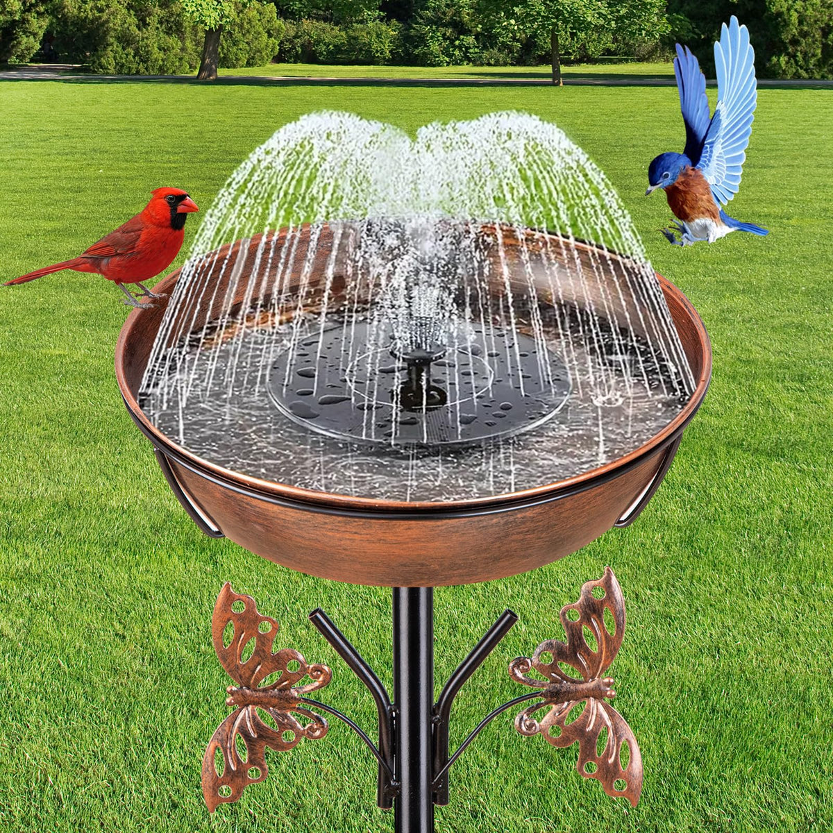 HoLarXuQ garden setting highlights durable outdoor decor in a yard.